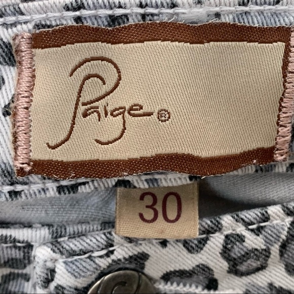 PAIGE Peg Skinny Jeans Grey Animal Print Mid-Rise Ankle Stretch Size 30 - Picture 2 of 14